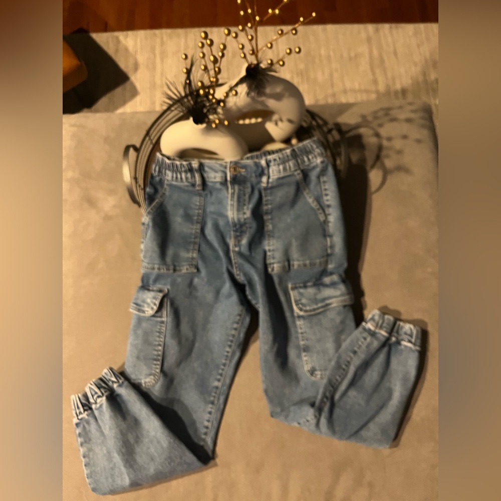 SOL Light Blue Denim Cargo Jogger Jeans Size:11/30W